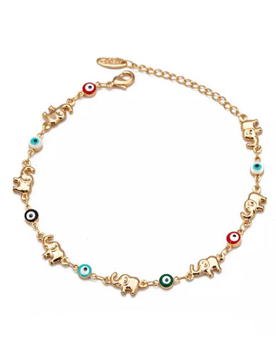 Elephant Evil Eye Anklet