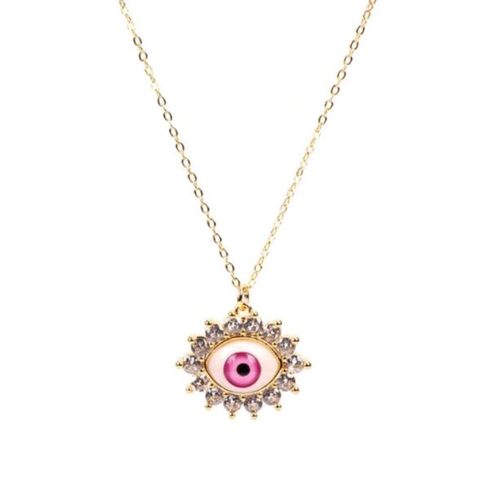 Icy Pink Evil Eye Necklace